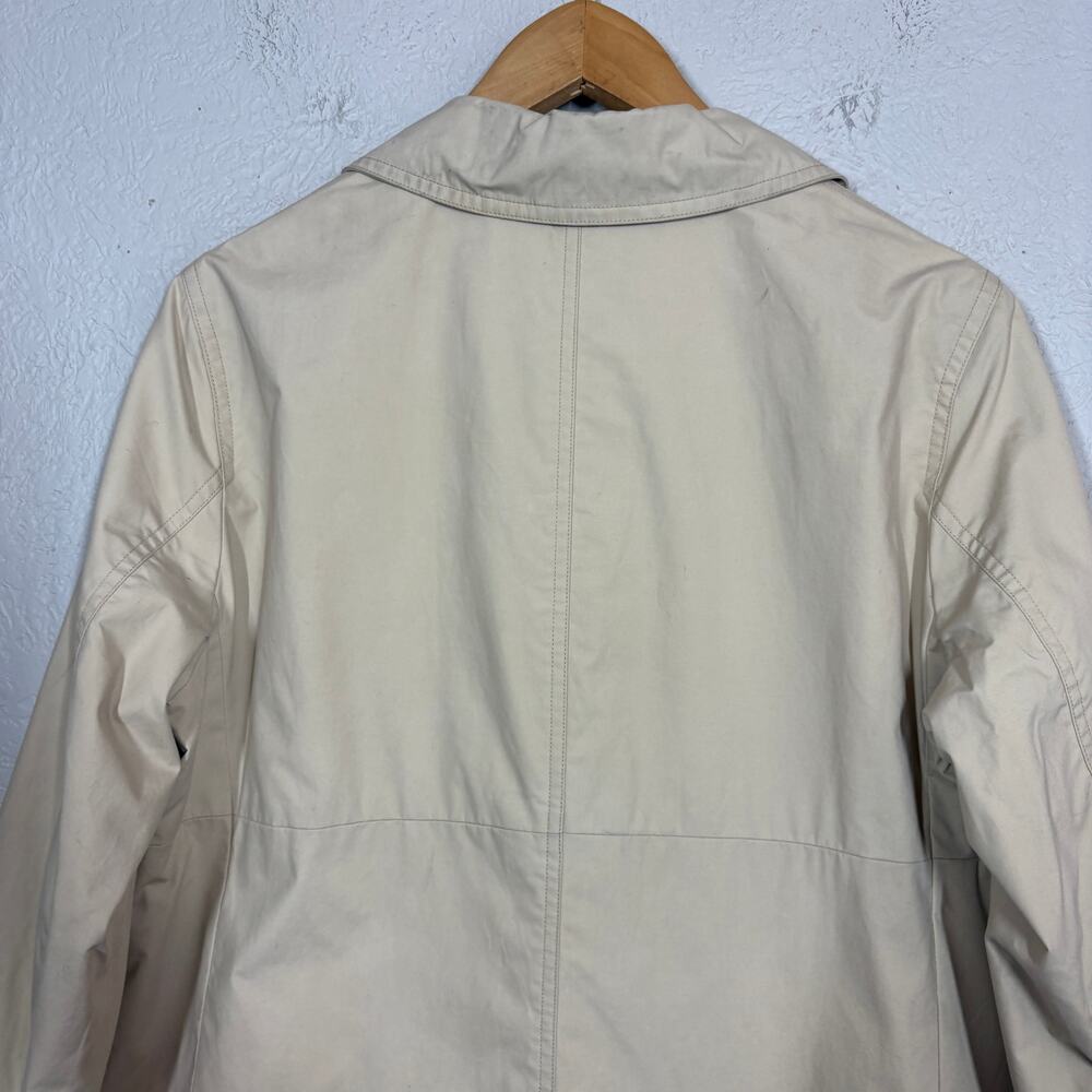 Coach Jacket Trench Hidden Button Collar Khaki Casual Resistant Camel Coat - L - Picture 7 of 9